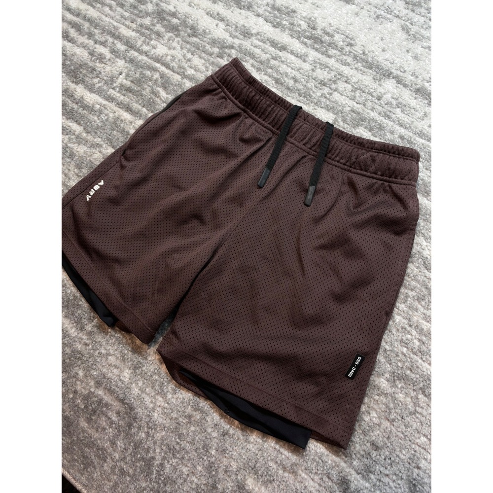 ASRV Mesh Liner Shorts Mens Small Brown DSG-0488 2-in-1 Athletic Workout Gym